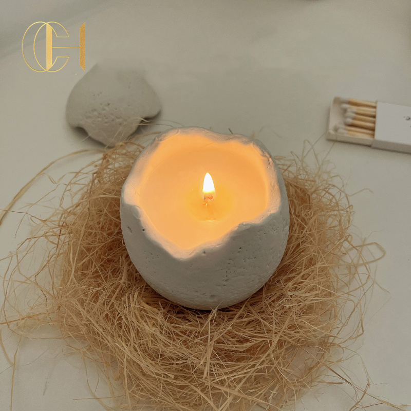 C&H Wholesale Scented Candle Luxury Pure Copper Egg Shell Shape Container Soy Wax Home Decor Scented Candle