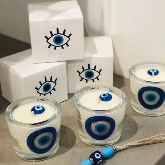 2023 New Arrival Wholesale Luxury Private Label Spiritual  Evil Eye Healing Aroma Crystal Scented Candles In Bulk