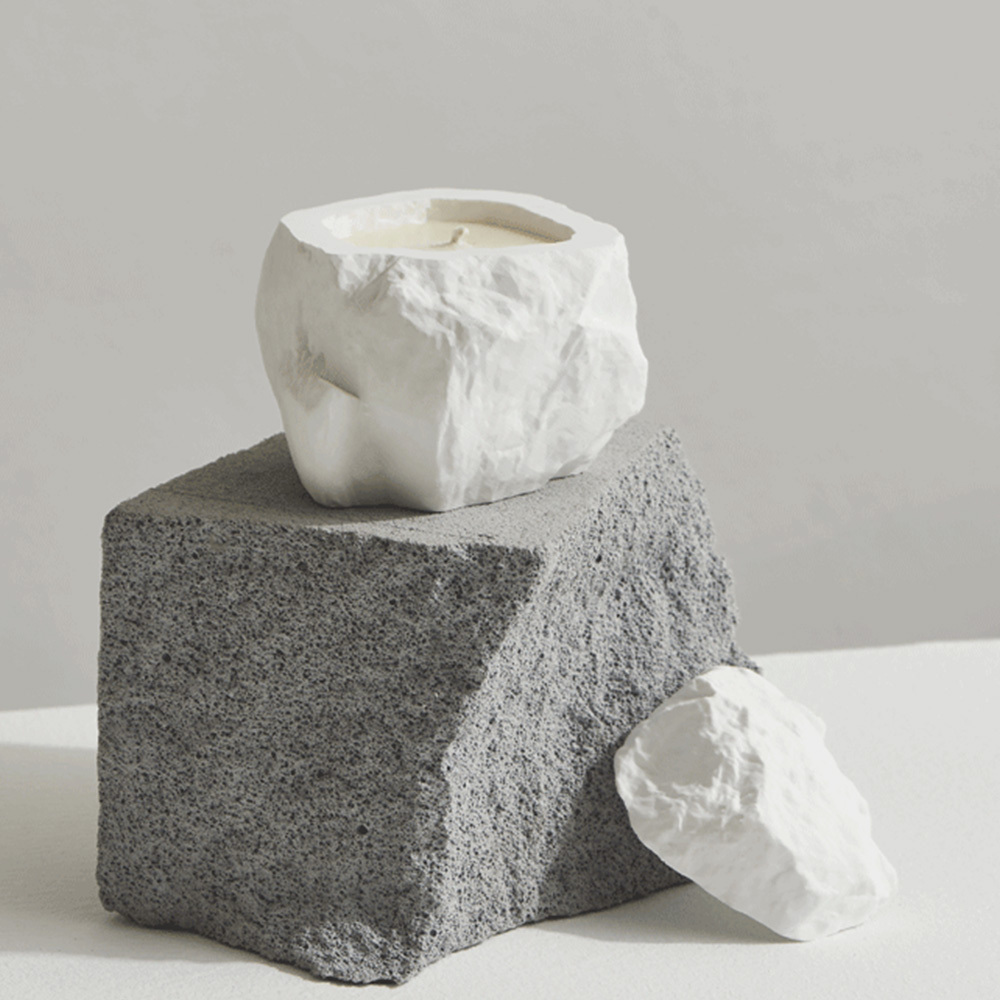 C&H Square Shaped Nordiac Concrete Candle Jar Scented Aromatherapy Scented Candles Bougie Spirituel White Concrete Candle Jar