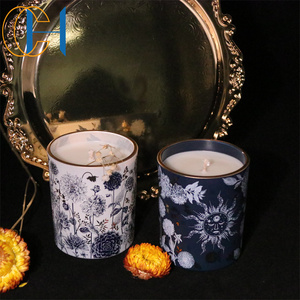 C&H Luxury Candle Glass Pillar Jar Candle Unique Design Cornflower Natural Soy Wax Scented Candles