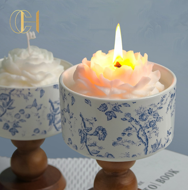 C&H New Ceramic Soy Wax Aromatherapy Candles Flameless Jewelry Gifts Jar Pink Candle Scented Candles