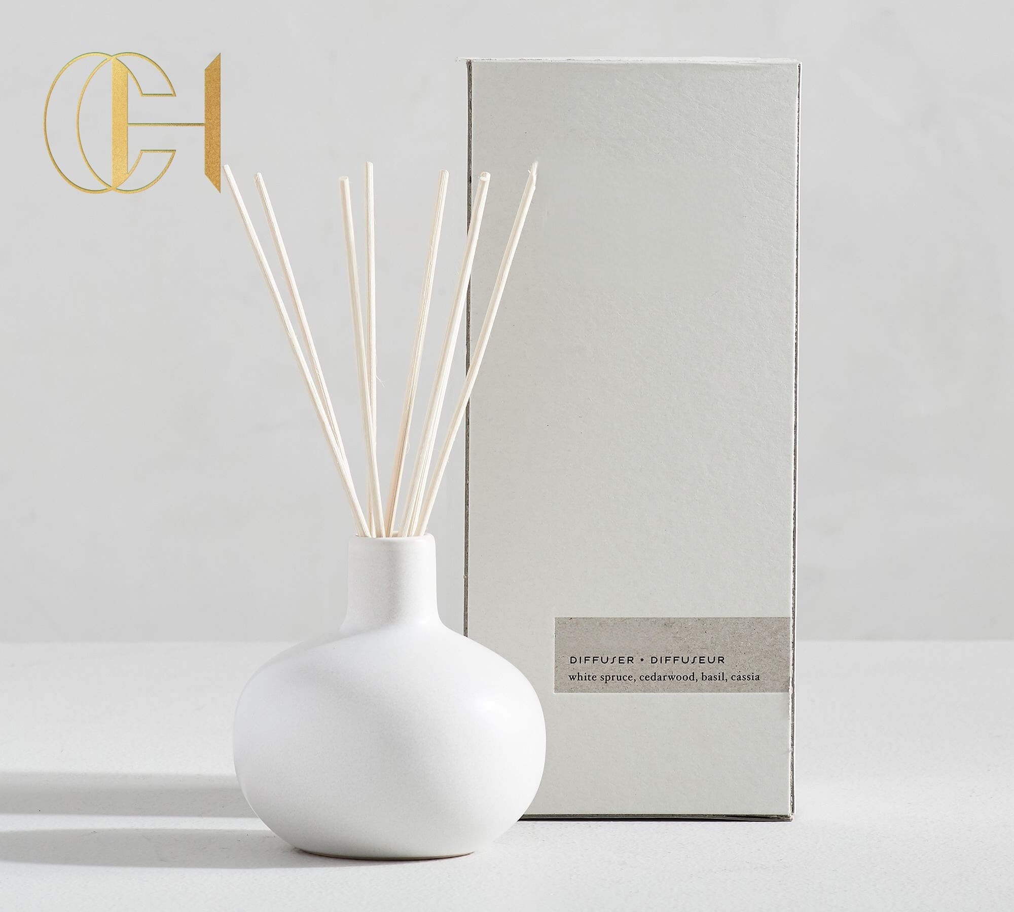 C&H Ceramic Scent Collection  Fragrance Ceramic Jar Luxury Reed Diffuser Scented Candles Gift Set