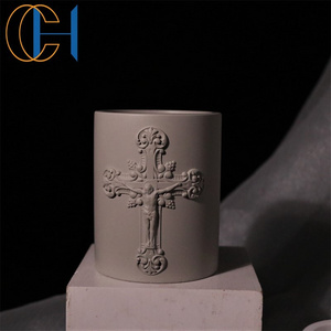 C&H Christian Cross Candle Holder Decorative Scented Church Luxury Fragrance Gift Label Cement Premium Candles