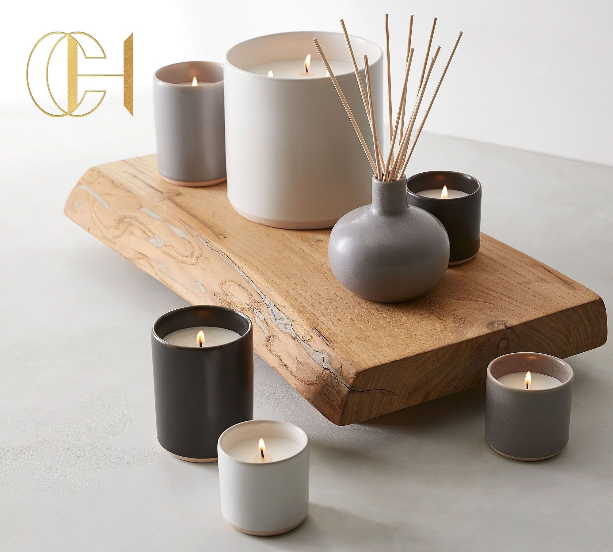 C&H Ceramic Scent Collection  Fragrance Ceramic Jar Luxury Reed Diffuser Scented Candles Gift Set