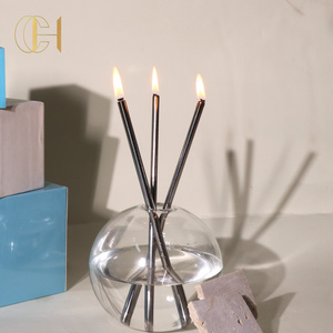 C&H  Unscented Clean Burning Elegant Metal Candle in Glass Vase Everlasting Candle with 300ml 500ml  Oil