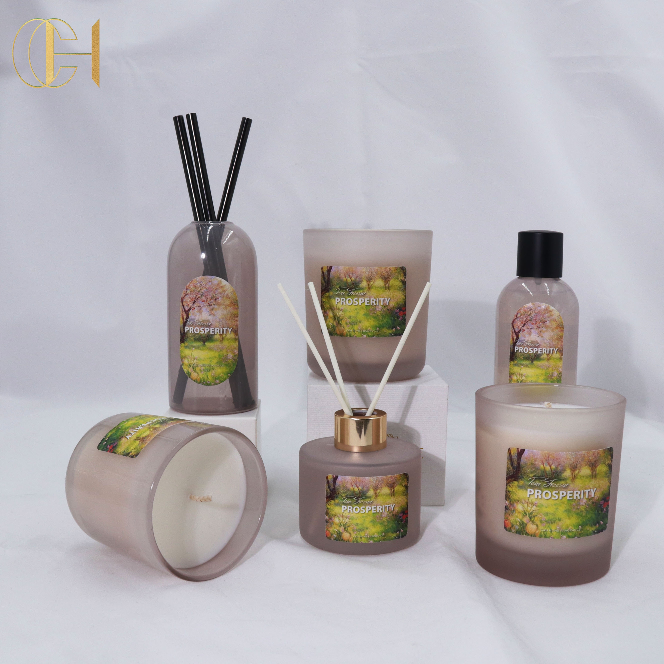 C&H Luxury Home Decoration Fragrance Reed Diffuser Aromatherapy Scented Candle Room Spray Gift Set