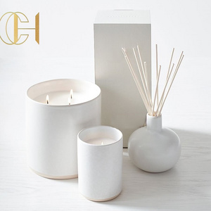 C&H Ceramic Scent Collection  Fragrance Ceramic Jar Luxury Reed Diffuser Scented Candles Gift Set