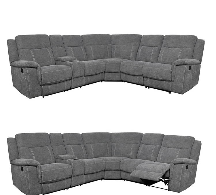 High quality luxury recliner sectional sofa living room furniture modern L shape 5 seater recliner sofa set