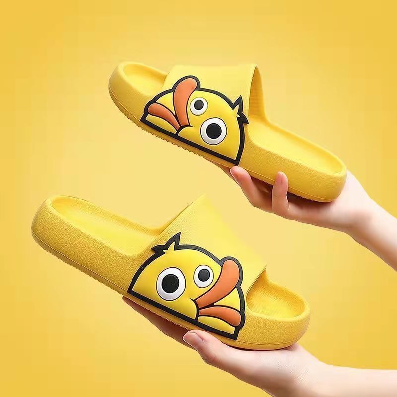 Women Men Slippers Summer Beach Slides Candy Sandals EVA Cartoon Duck Thick Soled Ladies Boys Couples Bathroom Shoes Slippers