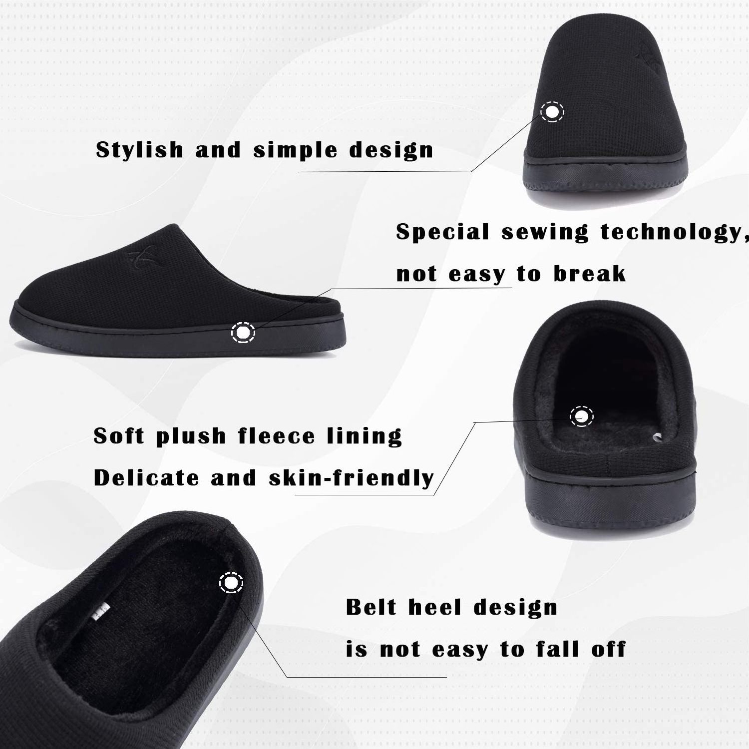 JUST HOME Womens and Mens Memory Foam Slippers Casual House Shoes Ladies Winter Indoor Slippers Indoor Outdoor Home Slippers