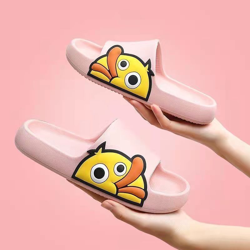 Women Men Slippers Summer Beach Slides Candy Sandals EVA Cartoon Duck Thick Soled Ladies Boys Couples Bathroom Shoes Slippers