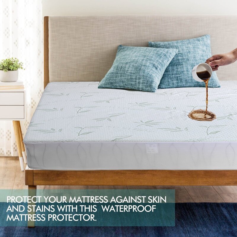 Fitted Waterproof Mattress Protector with Breathable Bamboo Fibre Cover King Size