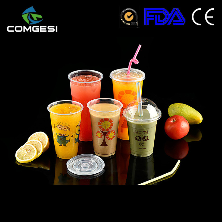 plastic pp ps pet cup with dome flat lid cover supplier logo color size custom 6 7 8 9 10 12 16 20 oz disposable