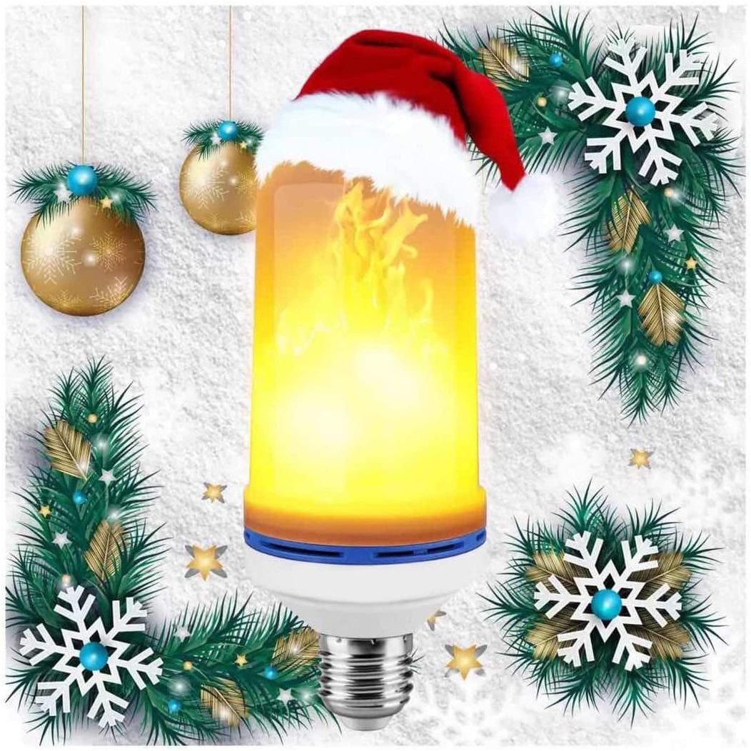 Christmas LED Flame Effect Light Bulbs 4 Modes with Upside Down Effect E27 Base LED Flickering Flame Light Bulbs Indoor Creative