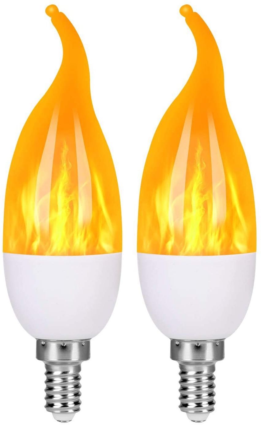 E12 LED Flame Effect Candelabra Light Bulbs 3 Mode Flickering Wall Lamp Chandelier Flame Effect Bulb for Christmas Party