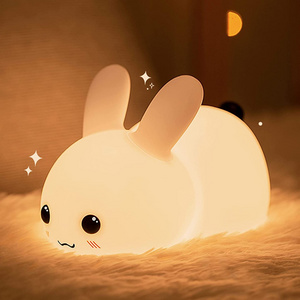 mini lovely rechargeable led soft touch silicone night light for kids bunny lamp light up silicone animal night light