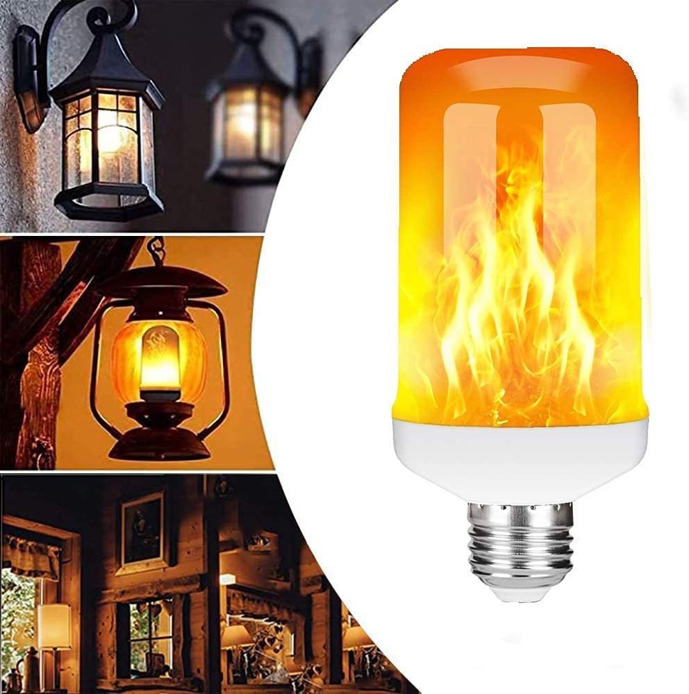 LED Flame Effect Fire Light Bulb Upgraded 4 Modes Flickering Halloween Decorations Lights E27 Base Flame Bulb