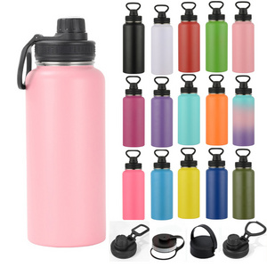 32 oz 1 L Stainless Steel Bottles With Handle Travel Thermos Vacuum Sports Water Bottles