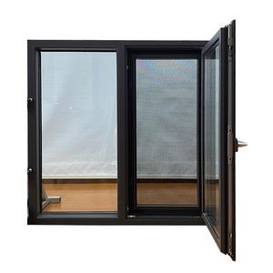 Double glazed aluminum hurricane impact windows open out soundproof glass windows energy efficient casement window for sale