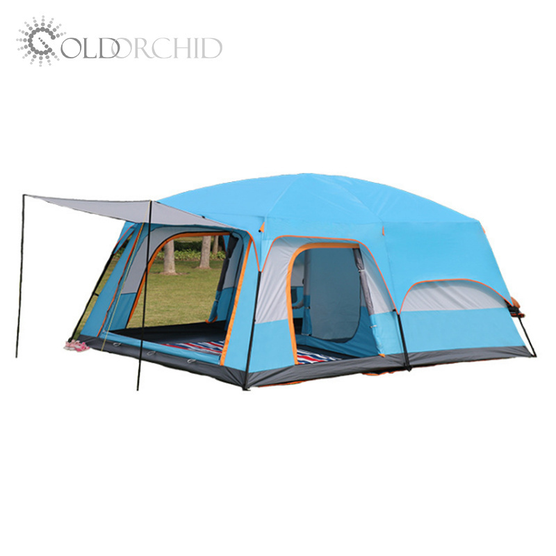 Outdoor tent camping rainproof villa double deck two room one hall  tent sun proof camping tent