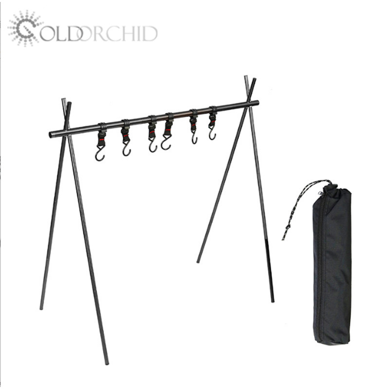 Outdoor Camping Cook Accessories Hanging Rack with Hook Easy Setup Clothes Organizer And Cookware Hanging Tripod