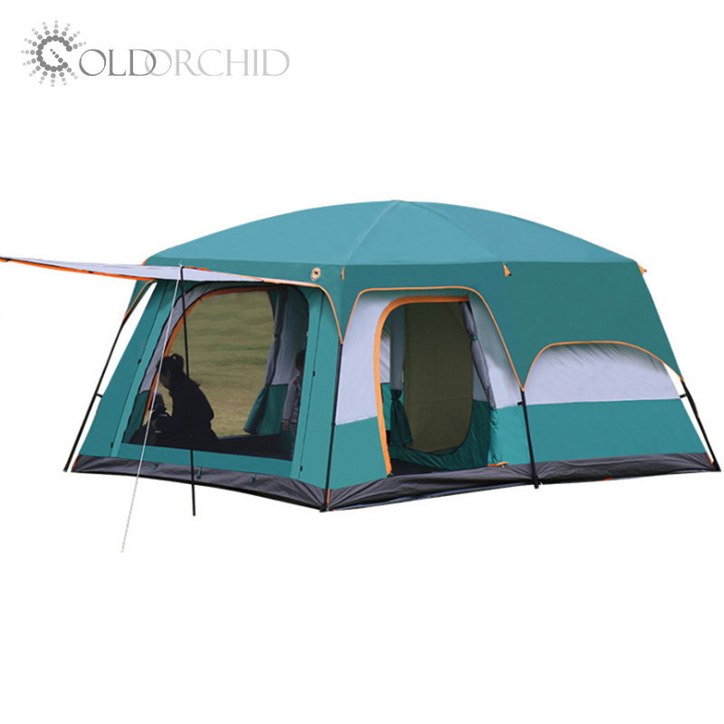 Outdoor tent camping rainproof villa double deck two room one hall  tent sun proof camping tent