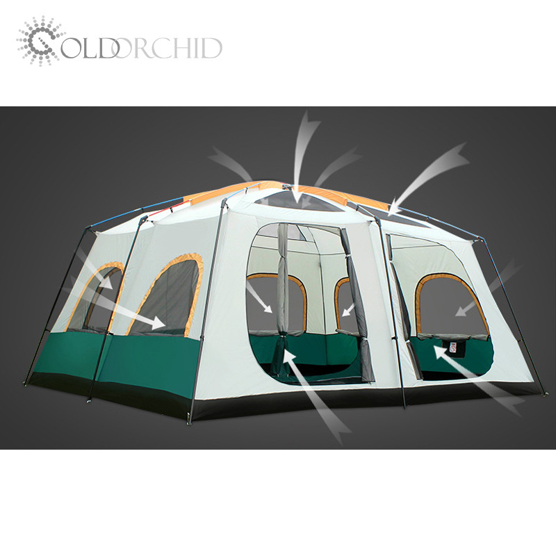 New Design Double Layers 8-12 Person Family Tents With 2 Rooms