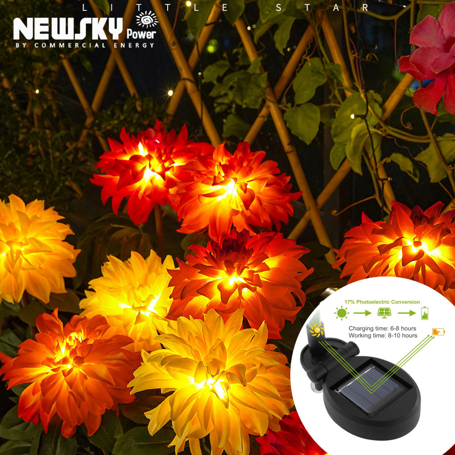 New Arrivals Led Solar Flower Stake Lights for Walkway Patio Lawn Pathway Garden Yard Path Decor