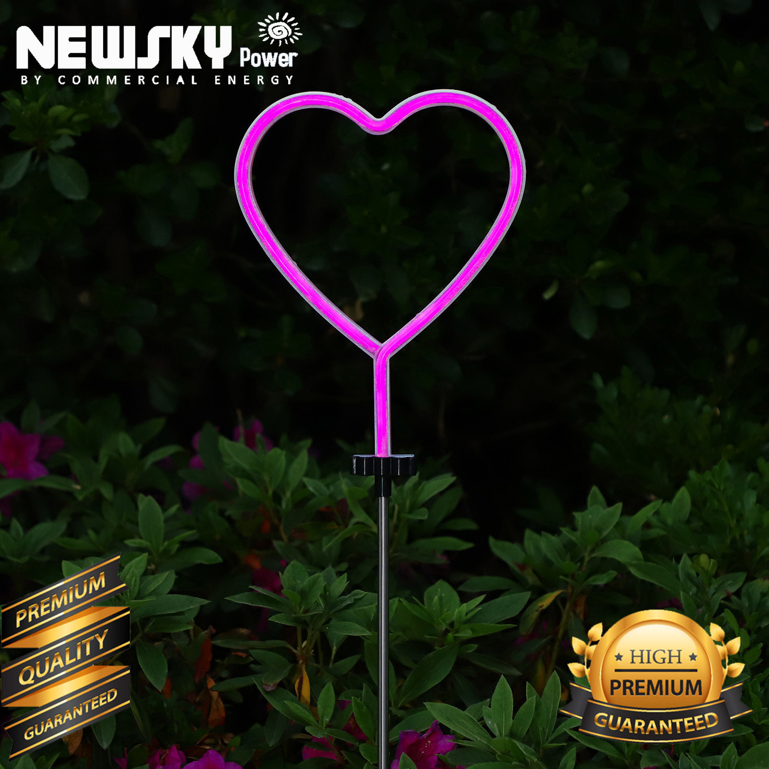 Wholesale Lawn Decor Neon Heart Style Solar powered Garden Stake Lights for Outdoor Decorative