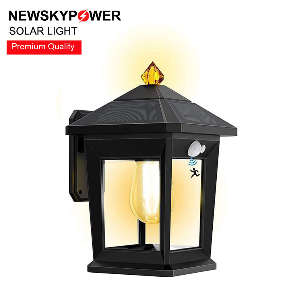 Factory Outdoor Lighting Dusk to Dawn Brightness Adjustable Solar Security Wall Light for Front Door Porch Back Yard Garage