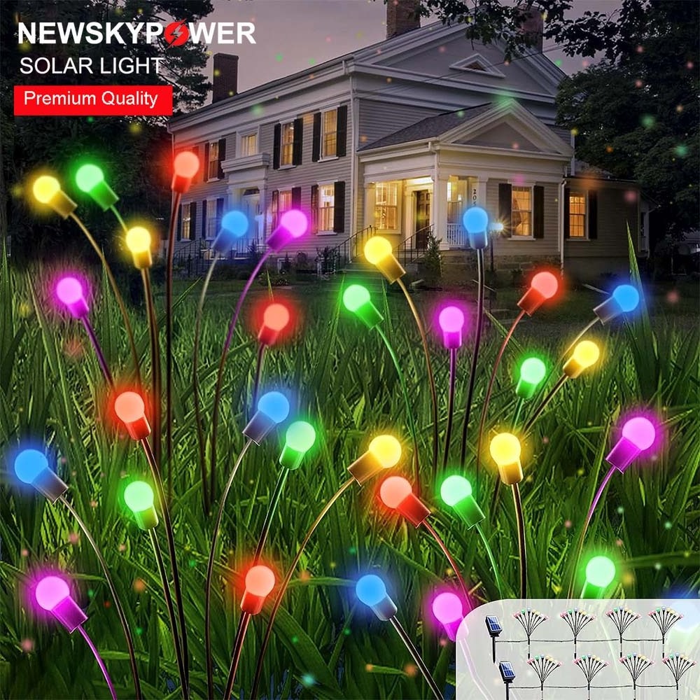 Hot Sale Light Powered Firefly Lamp Starburst Solar LED Garden Waterproof RGB Light Christmas Home Outdoor Park Decor