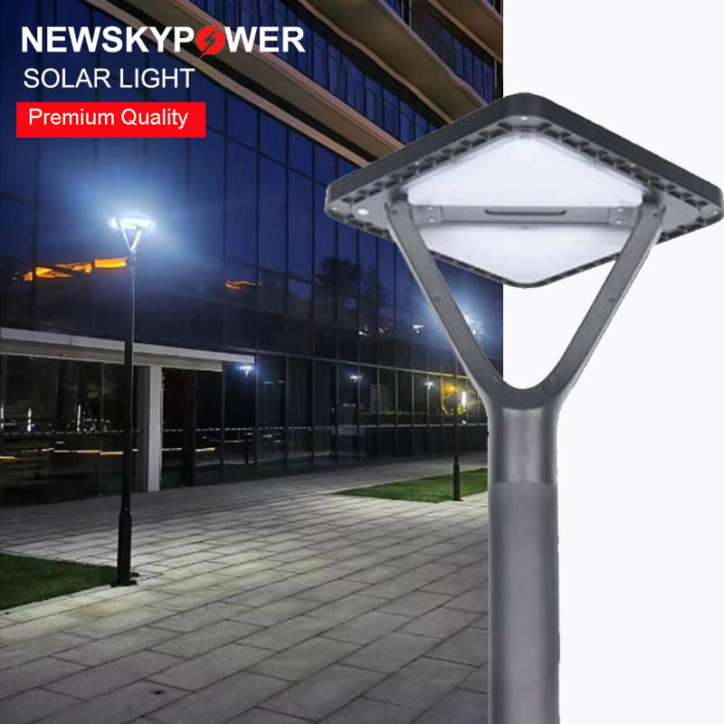 LED Luminaria Pole Mounted Aluminum Outdoor road street pathway parklot home yard lawn Waterproof Solar Garden Light  with CE