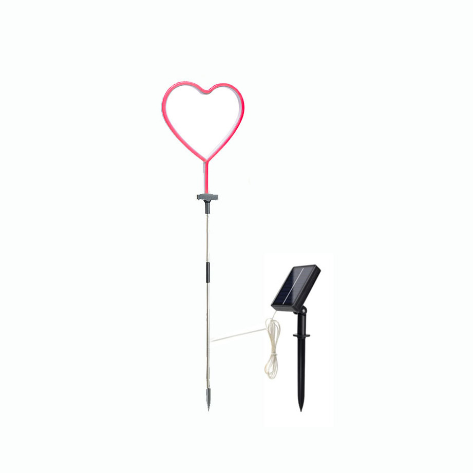 Wholesale Lawn Decor Neon Heart Style Solar powered Garden Stake Lights for Outdoor Decorative