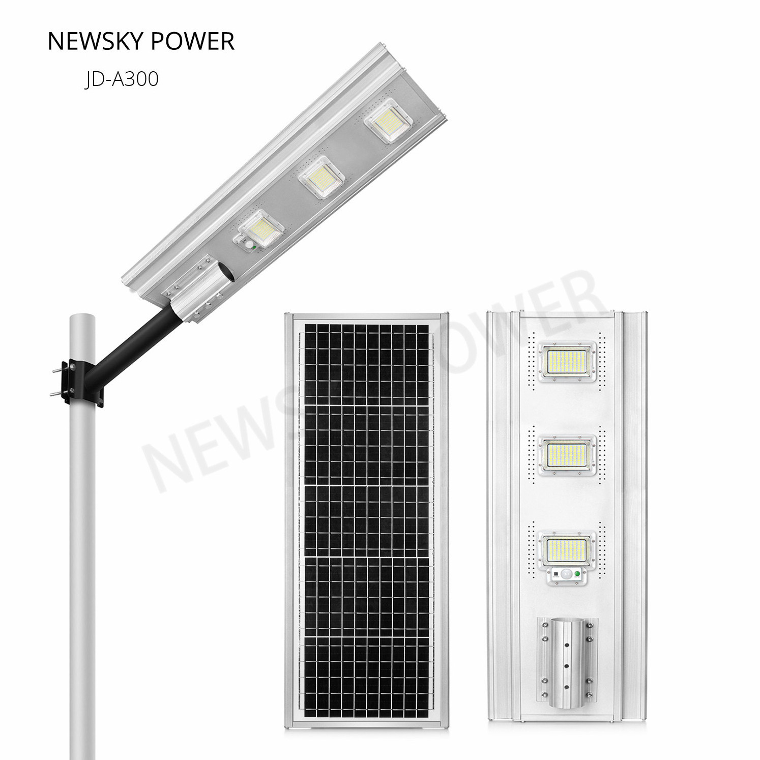 300W All In One Lithium Battery Motion Sensor Led IP65 Waterproof Solar Street Light