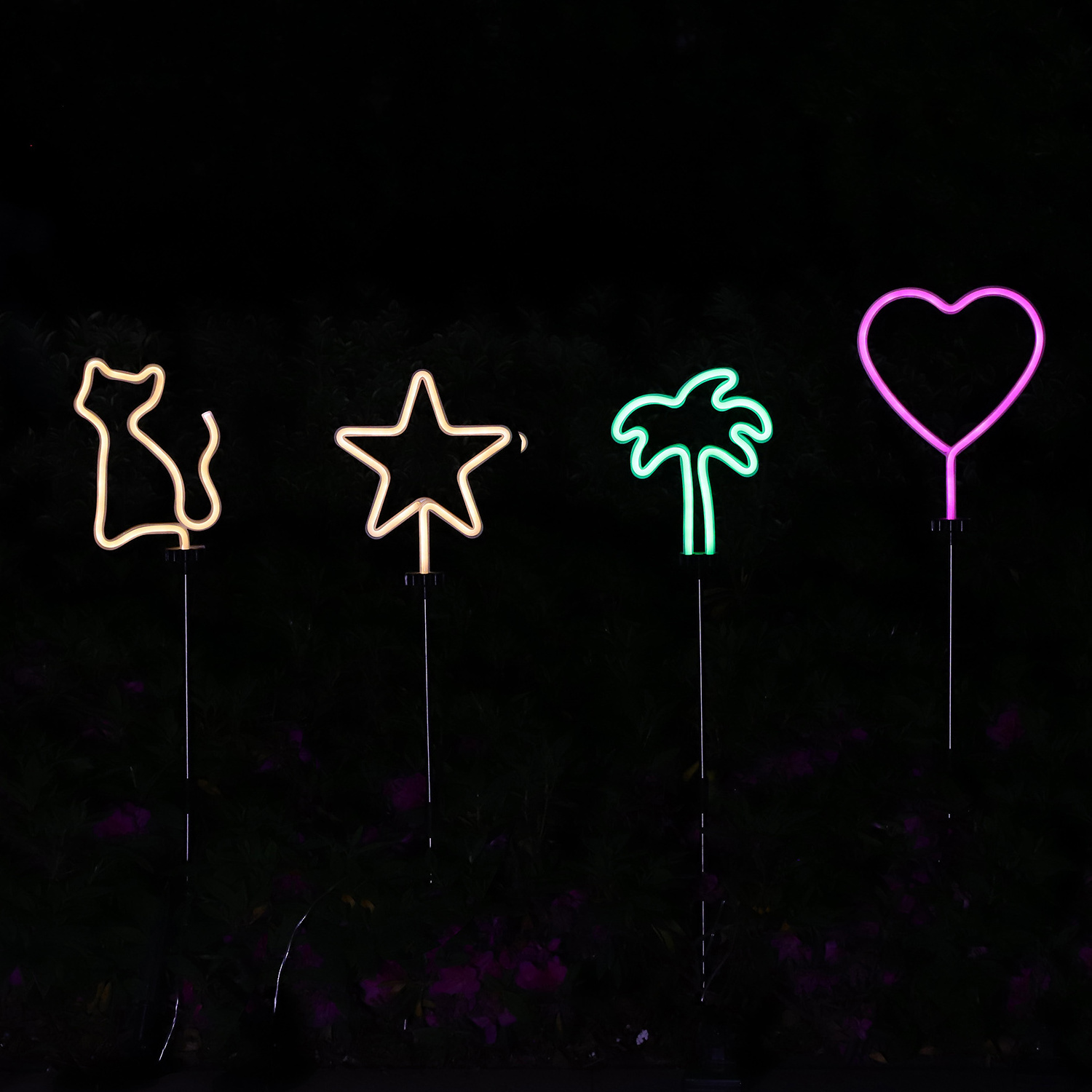 Wholesale Lawn Decor Neon Heart Style Solar powered Garden Stake Lights for Outdoor Decorative