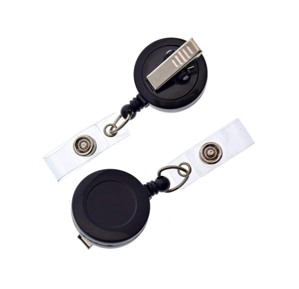 Retractable Badge Holder ID Card Holder Reel with SWIVEL-BACK Alligator Clip Black Pack of 10