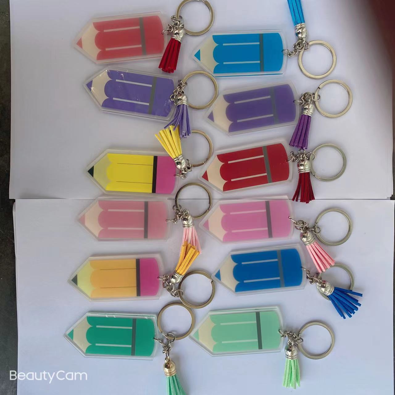 Teacher Appreciation Gift Pencil Acrylic Tassel Keychain