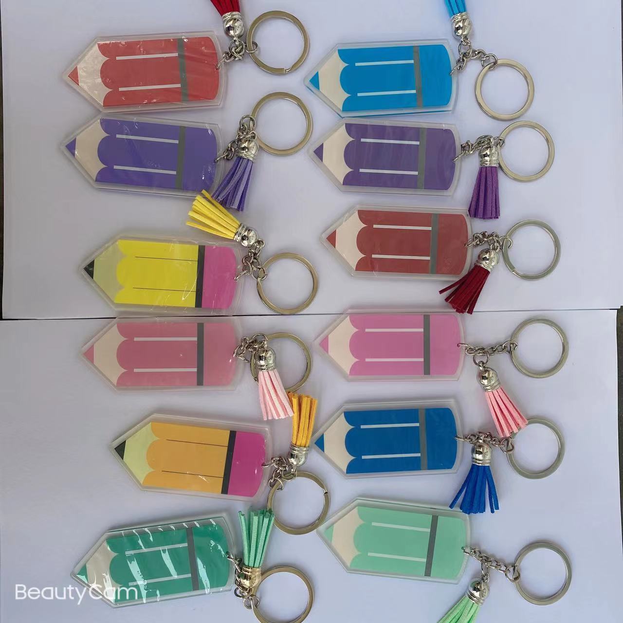 Teacher Appreciation Gift Pencil Acrylic Tassel Keychain