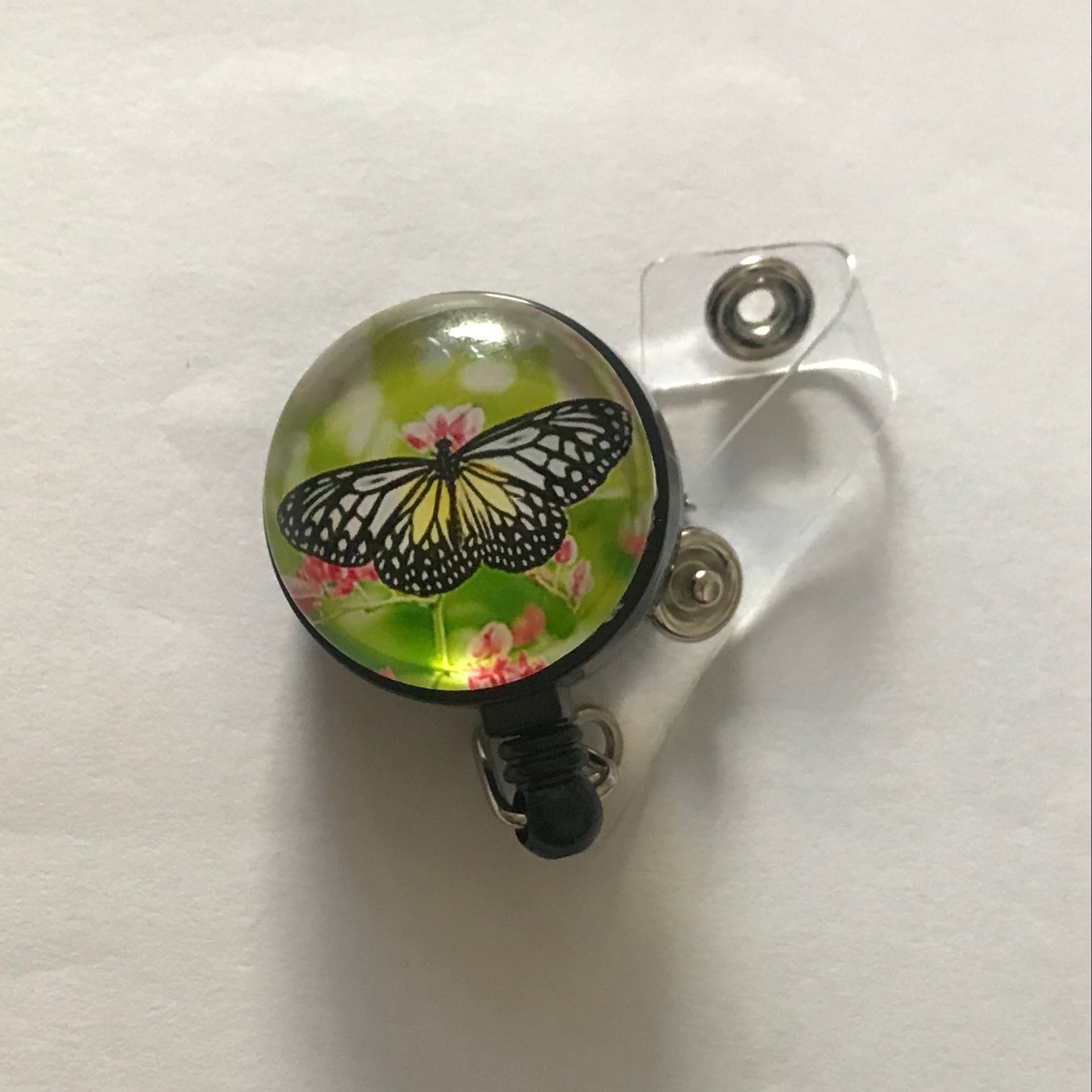 Buttonsmith Butterfly Tinker Reel Retractable Badge Reel with Alligator Clip and Extra-Long 36 inch Standard Duty Cord