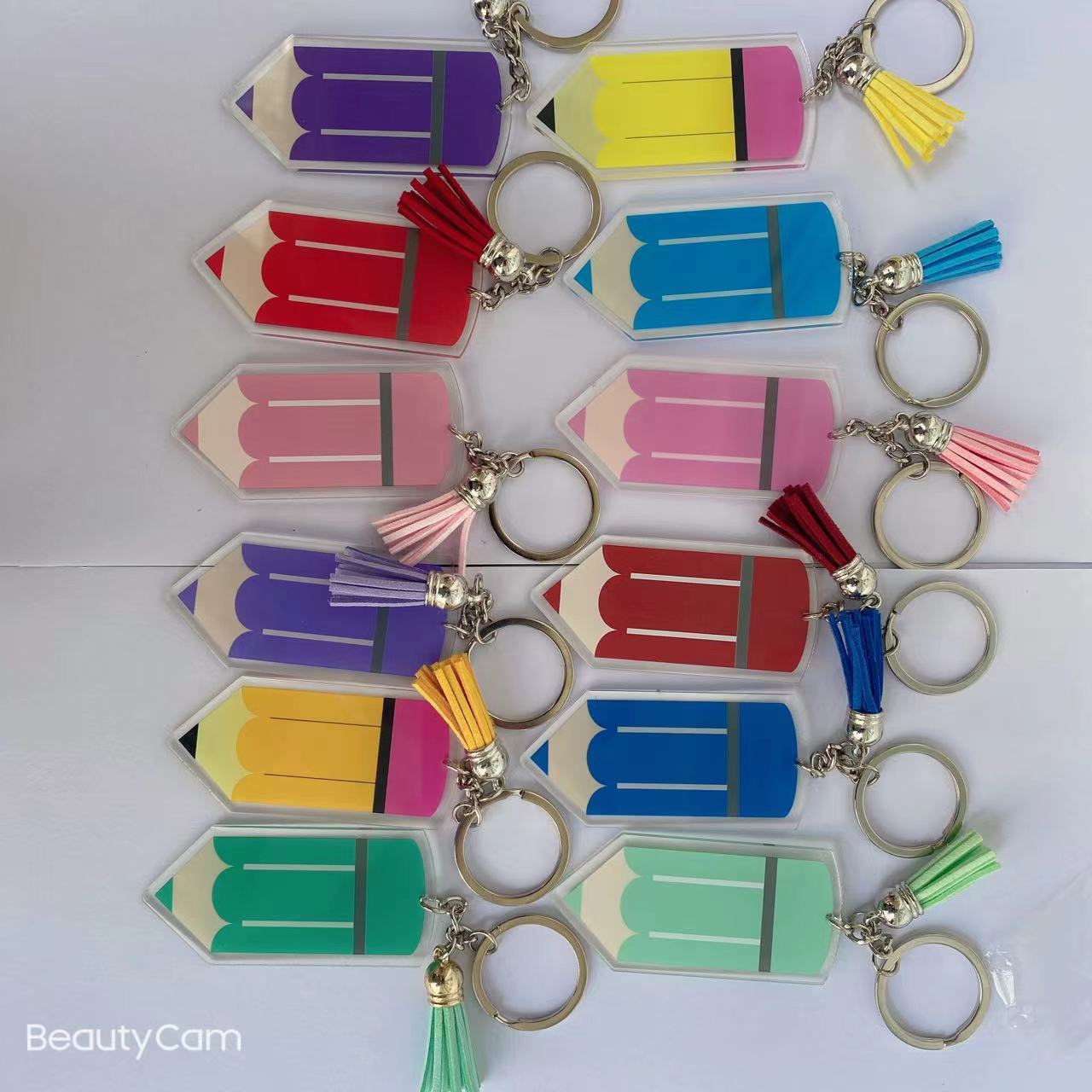 Teacher Appreciation Gift Pencil Acrylic Tassel Keychain