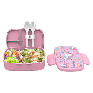 Microwave safe children plastic outdoor multi colour kids girls cute bento lunch box with lid