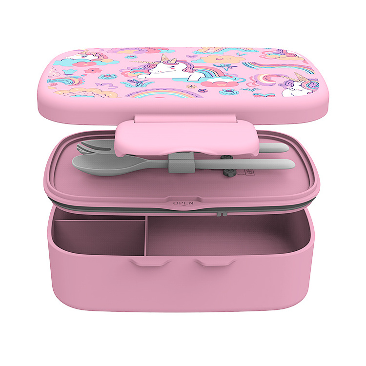 Microwave safe children plastic outdoor multi colour kids girls cute bento lunch box with lid