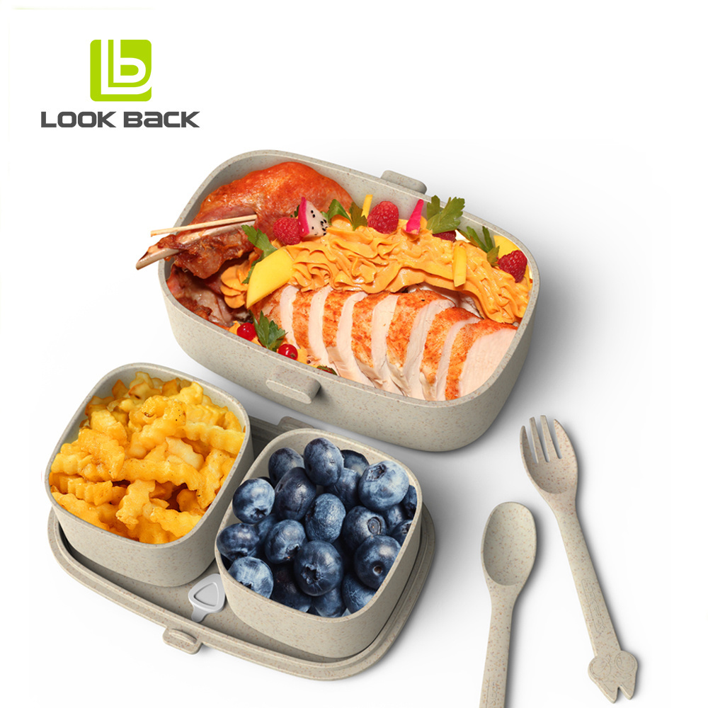 household items 3 compartment leakproof lunch boxes with lock