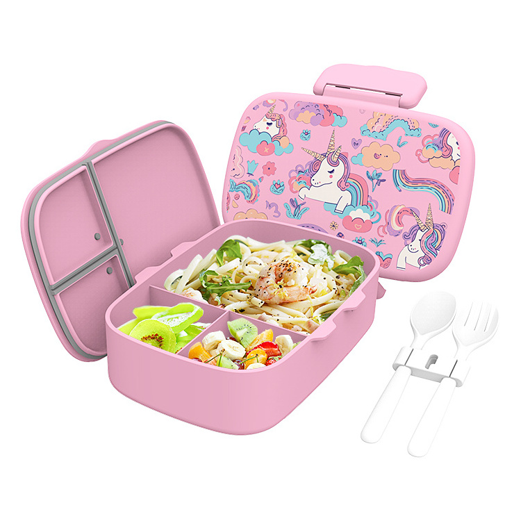 Microwave safe children plastic outdoor multi colour kids girls cute bento lunch box with lid