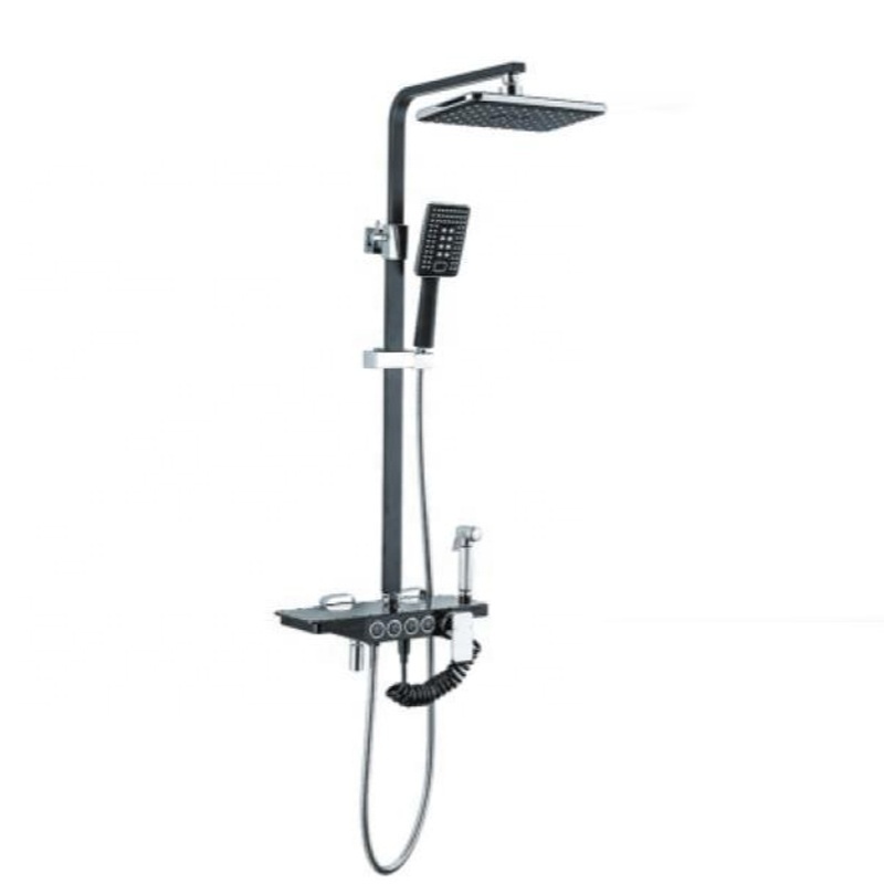 Modern Black and white Brass Rainfall Shower Set Bathroom Bath Shower Faucet