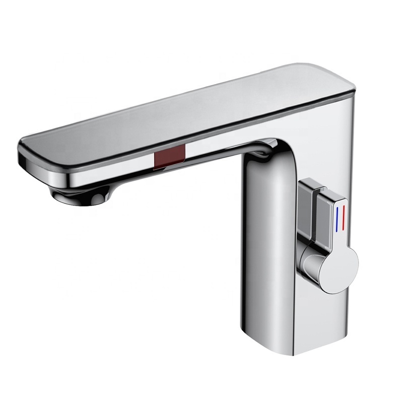 Luxury Touchless Bathroom Basin Mixer Taps Dual Sensor Digital Display Faucet Mixer Automatic Water Switch Faucet