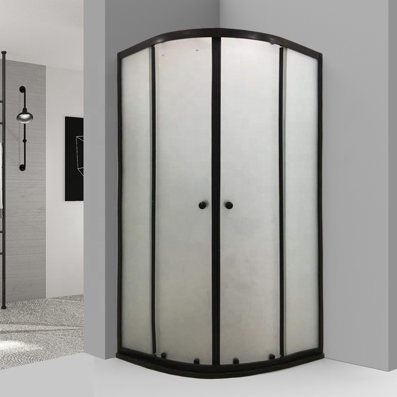 Mat glass black aluminum profile shower box frosted glass Shower Enclosure sliding Shower Doors