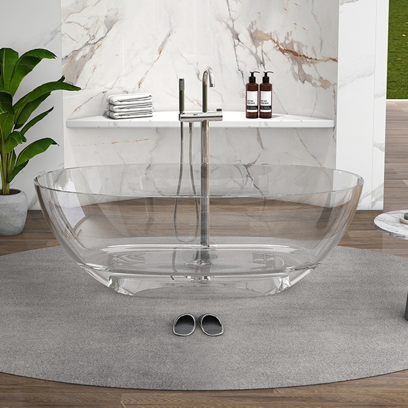 Luxury Clear Freestanding Bath Transparent Resin Bathtub Solid Surface Stone Free standing Bathtubs