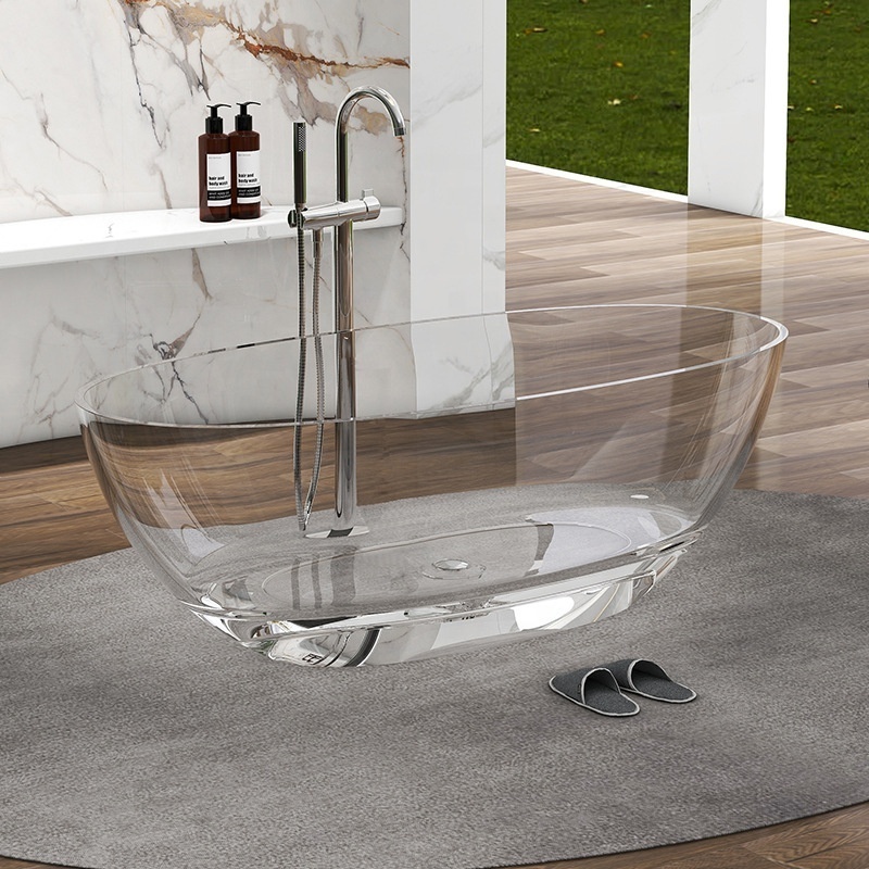 Luxury Clear Freestanding Bath Transparent Resin Bathtub Solid Surface Stone Free standing Bathtubs