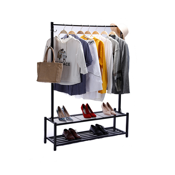 Multifunctional Roller Coat Hanger Metal Clothing Display Rack Clothes Rack Shelf Hat Shoes Storage Drying Rack With Wheels